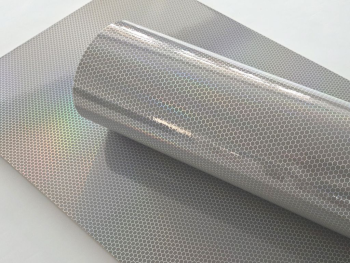 Folie auto gri holografică, Honeycomb Laser, pentru tuning auto - 75x200 cm