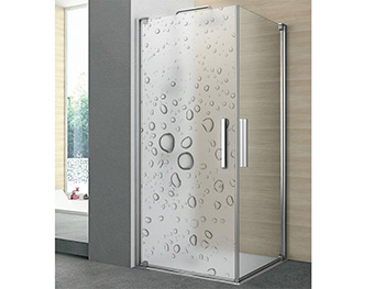Folie cabină duş, Folina, imprimeu stropi de apă, gri, 100x210 cm