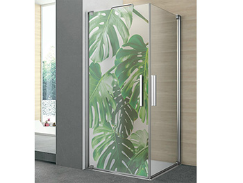 Folie cabină duş, Folina, model frunze exotice, rolă de 100x210 cm