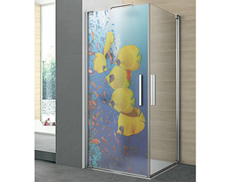 Folie cabină duş, Folina, model peşti galbeni, rolă de 100x210 cm