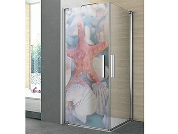 Folie cabină duş, Folina, sablare cu model stea de mare, rola de 100x210 cm