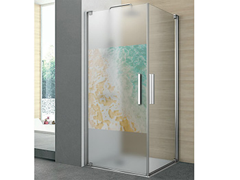 Folie cabină duş, Folina, sablare cu model Wave, autoadezivă, rolă de 100x210 cm