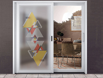 Folie sablare decorativă Bauhaus, Folina, model geometric multicolor, pentru uşi din sticlă, rolă de 100x210 cm
