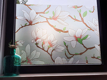 Folie geam autoadezivă Credenza, Folina, model floral multicolor, 100 cm lăţime