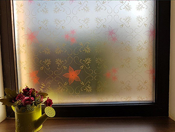 Folie geam autoadezivă Veti, Folina, model floral roşu, rola 90x200 cm 