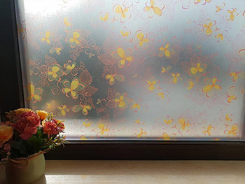 Folie geam autoadezivă Eva, Folina, imprimeu floral, multicolor, lățime 90 cm