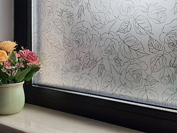 Folie geam autoadezivă Jaide, Folina, model floral negru, 100 cm lăţime