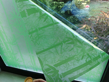 Folie geam autoadezivă Bambus verde, Folina, imprimeu crengi bambus, 90 cm lățime 
