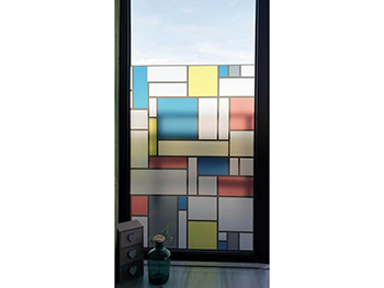Folie geam autoadezivă Mondrian, Folina, model geometric multicolor, 100 cm lăţime folie-geam-autoadeziva-mondrian-2548