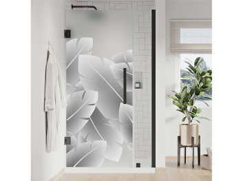 Folie geam cabină duș, Folina, sablare cu model frunze tropicale, rolă de 100x210 cm