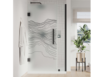 Folie geam cabină duș, Folina, sablare cu model topografie montană, rolă de 100x210 cm