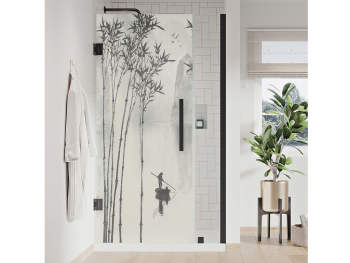 Folie geam cabină duș, Folina, sablare cu model peisaj tradițional asiatic, rolă de 100x210 cm