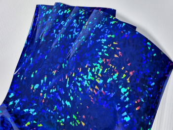Set 5 coli A4 folie hologramă albastră, model cioburi, autoadezive