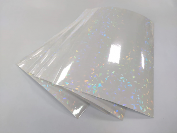 Folie de laminare holografică, model geam spart, la coală A4 - set de 15 coli
