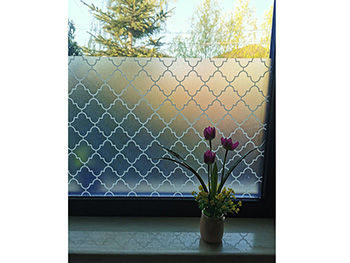 Folie geam autoadezivă Onadi, d-c-fix, sablare cu model geometric alb, 67 cm lăţime