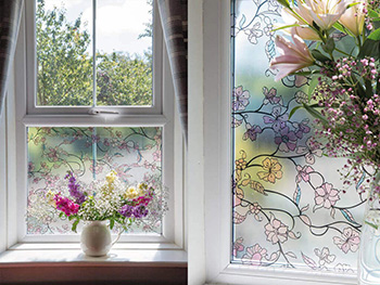 Folie geam electrostatică Kyoto, d-c-fix, model floral pastel, rola de 67x150 cm
