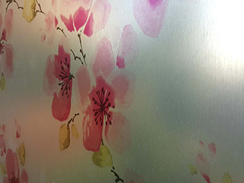 Folie geam autoadezivă, Magicfix, sablare cu imprimeu floral roșu, lățime 100 cm