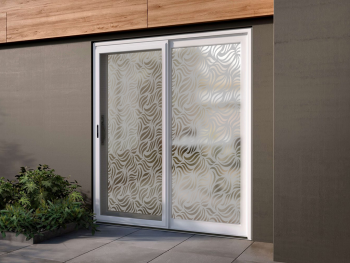 Folie sablare uşă din sticlă, Folina, model geometric Waves, rolă de 100x210 cm, cu racletă aplicare si cutter incluse