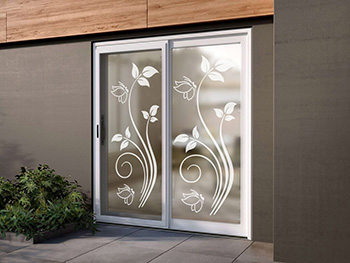 Folie sablare uşă din sticlă, Folina, imprimeu floral alb, 100x210 cm