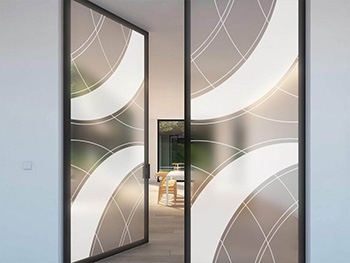 Folie sablare uşă din sticlă, Folina, imprimeu geometric alb, 100x210 cm