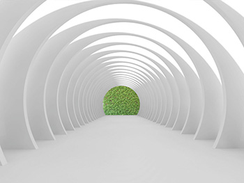 Fototapet 3D White Tunnel, AGDesign, model geometric alb, 360x270 cm