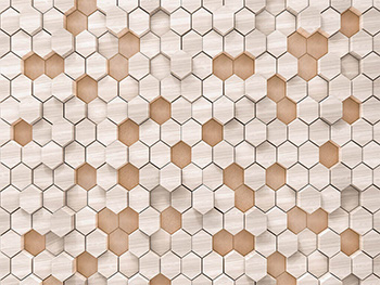 Fototapet 3D Woodcomb Nude, Komar, model hexagoane bej, 400x250 cm