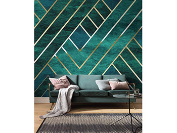 Fototapet Artdeco, Komar, model geometric verde, pe suport vlies, 300x250 cm