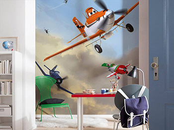 Fototapet avioane Dusty and Friends, Komar, decoraţiune cameră băiat cu personaje Disney, 184x254 cm