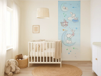 Fototapet cameră copii cu Winnie the Pooh, Komar, Piglet and Stars, albastru, 100x280 cm