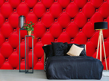 Fototapet vlies roşu Chesterfield, Dimex, imitaţie tapiţerie, - 375x250 cm