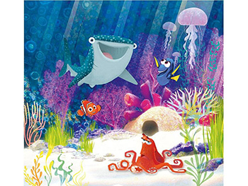 Fototapet cameră copii, Komar, Dory Aqua Party, peisaj marin multicolor, 300x280 cm fototapet-copii-komar-dory-peisaj-marin-1339