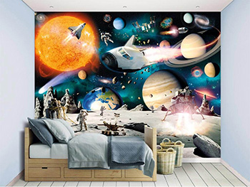 Fototapet planete Space Adventure, Walltastic, decorațiune multicoloră, dimensiuni fototapet 305x244 cm