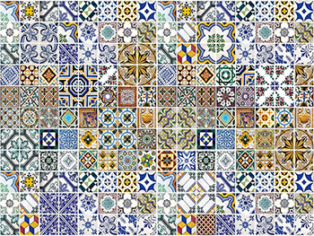 Fototapet Portugal Tiles, Dimex, model faianţă decorativă, multicolor, 375x250 cm fototapet-portugal-tile-5040