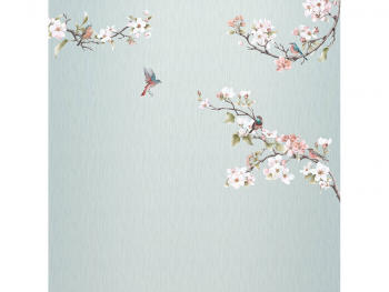 Fototapet floral Apple Bloom, Komar, crengi înflorite şi păsări, 250x250 cm fototapet-floral-apple-bloom-komar-250x250-cm-5375
