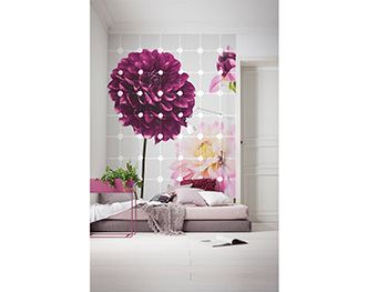 Fototapet floral Flowers and Dots, Komar, culoare mov, dimensiune fototapet 200x250 cm fototapet-floral-flowers-and-dots-2594