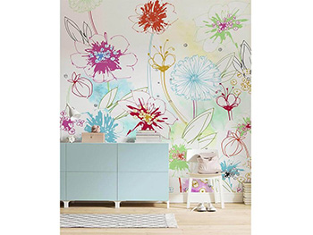 Fototapet floral Joyful, Komar, imprimeu grafic, multicolor, 200x250 cm