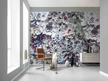 Fototapet floral gri, Komar Shades, dimensiuni 368 x 254 cm