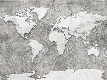 Fototapet harta lumii World relief, Komar, gri, 350x250 cm