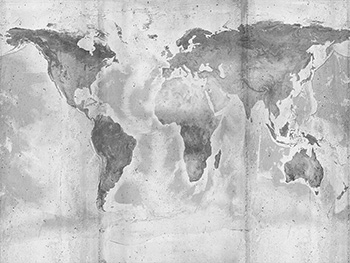 Fototapet harta lumii Concrete World, Komar, gri, 500x250 cm