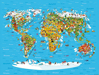 Fototapet Harta lumii, AGDesign, pentru copii, 360 x 254 cm