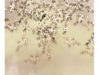 fototapet-floral-love-birds-bej-7839