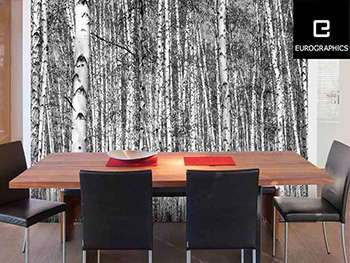Fototapet pădure Birch Forest, Eurographics, alb negru, 366 x 254 cm