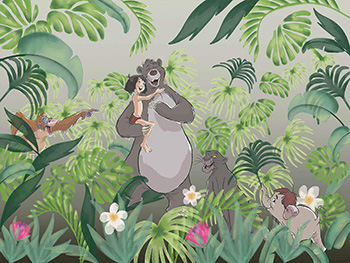 Fototapet cameră copii cu personaje din Cartea Junglei, Komar, Welcome to the jungle, 400x280 cm fototapet-copii-cartea-junglei-komar-400-280-cm-7681