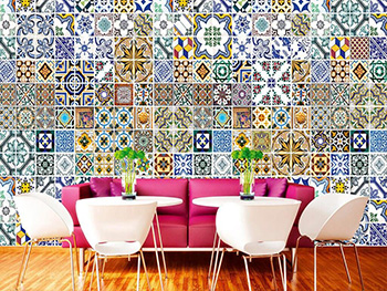 Fototapet Portugal Tiles, Dimex, model faianţă decorativă, multicolor, 375x250 cm fototapet-portugal-tile-5040