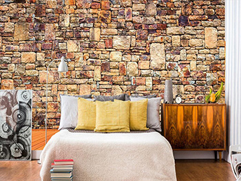 Fototapet Rock Wall, Dimex, imitatie zid de piatră maro, 375x250 cm