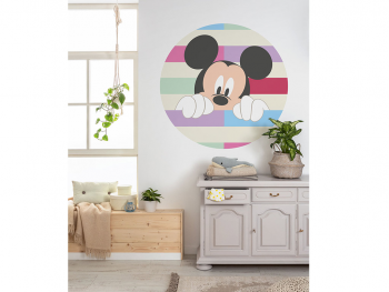 Fototapet rotund, autoadeziv, Komar Mickey Peek-a-boo, decor cameră copii, 125 cm diametru