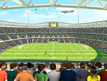 Fototapet teren fotbal, Walltastic, decorațiune multicoloră, dimensiune fototapet 304x244 cm