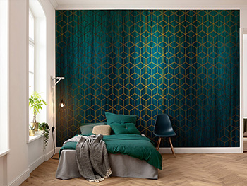 Fototapet Mystique Vert, Komar, verde cu model geometric, 400x280 cm