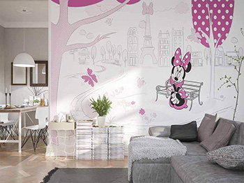 Fototapet cameră copii Minnie in Paris, Komar, roz, 400x250 cm