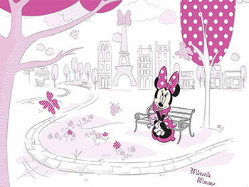 Fototapet cameră copii Minnie in Paris, Komar, roz, 400x250 cm